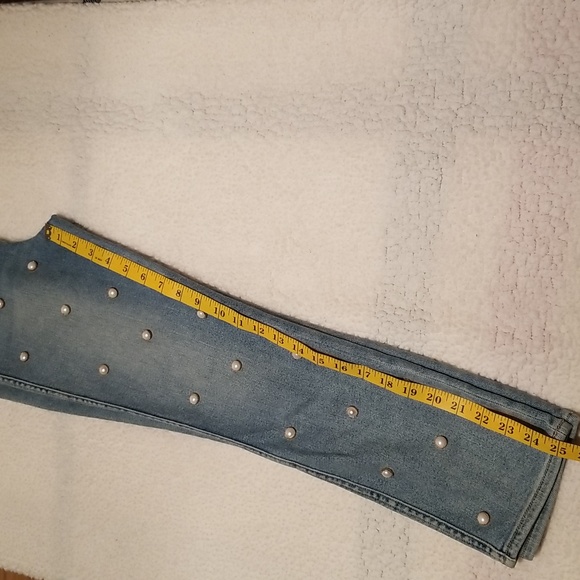 7 For All Mankind Edie Crop Stretch Straight-leg Jeans Pearl embellished /Sz 24 - Picture 11 of 16